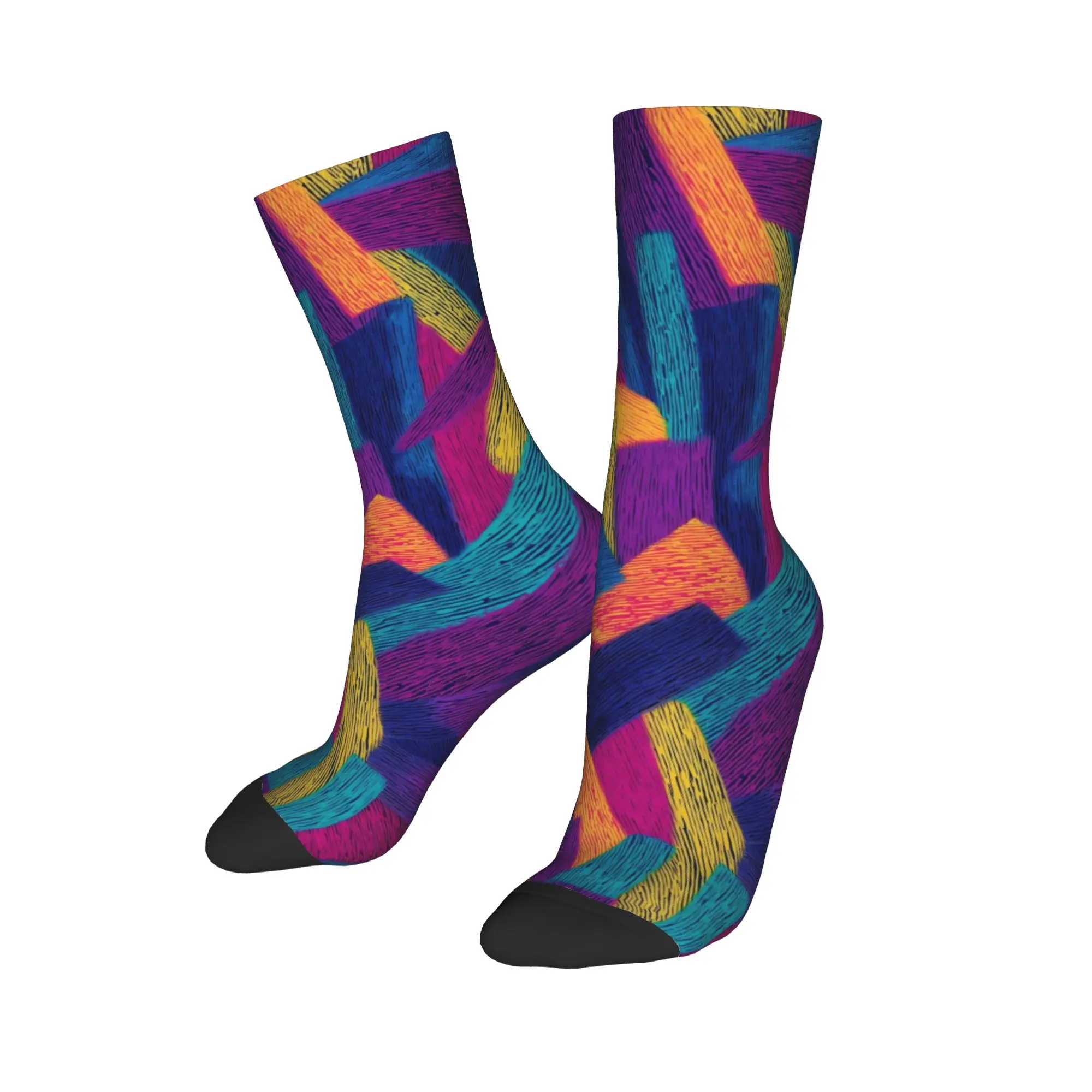 Retro Wave Abstract Stockings  Graphic Fashion Socks Autumn Non Skid Socks Unisex Men Cycling Quality Socks