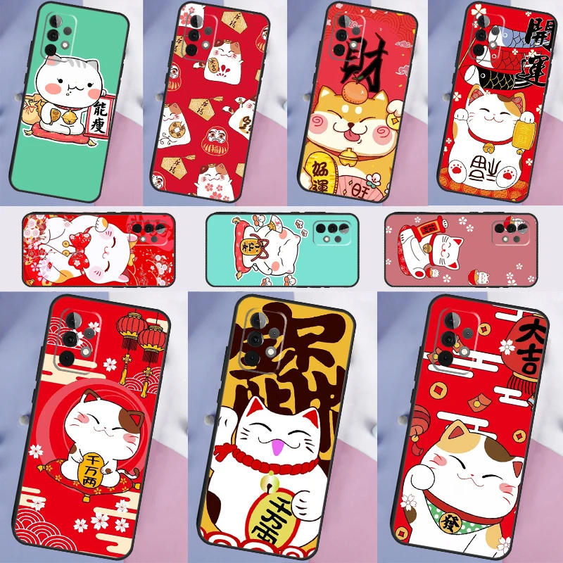 

China cute lucky cat For Samsung Galaxy A54 A34 A14 A21S A51 A71 A12 A22 A52 A13 A53 A23 A33 A32 Case Cover