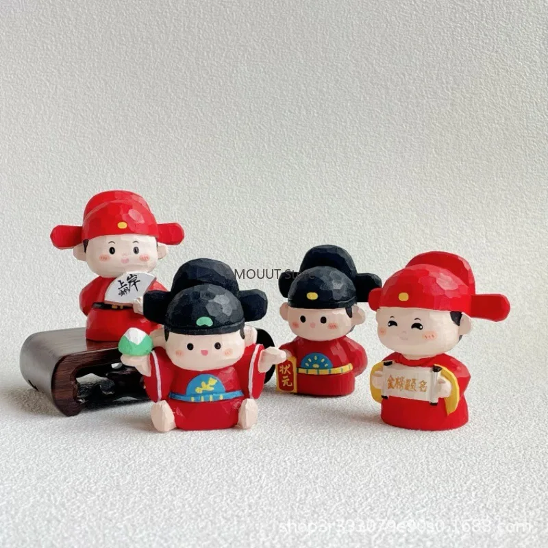 Chinese kawaii Traditional Little Top Scorer Wooden Model Home Decor Garden Cake Decor Accessories Modern for Christmas Gift
