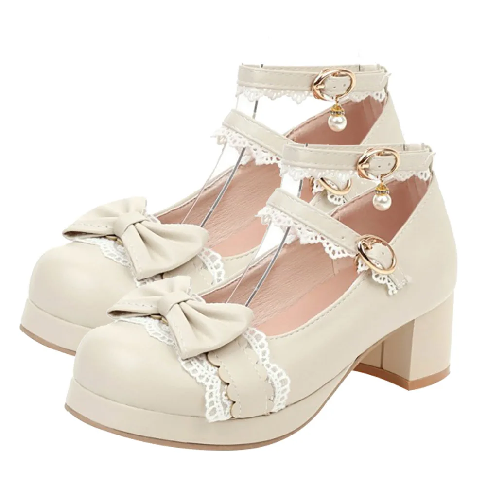 รองเท้าส้นเตี้ยแบบผูกโบว์ หัวกลม สำหรับผู้หญิง สไตล์โลลิต้า ลำลอง นักเรียน ปากตื้น สวมใส่สบาย ส้นหนา