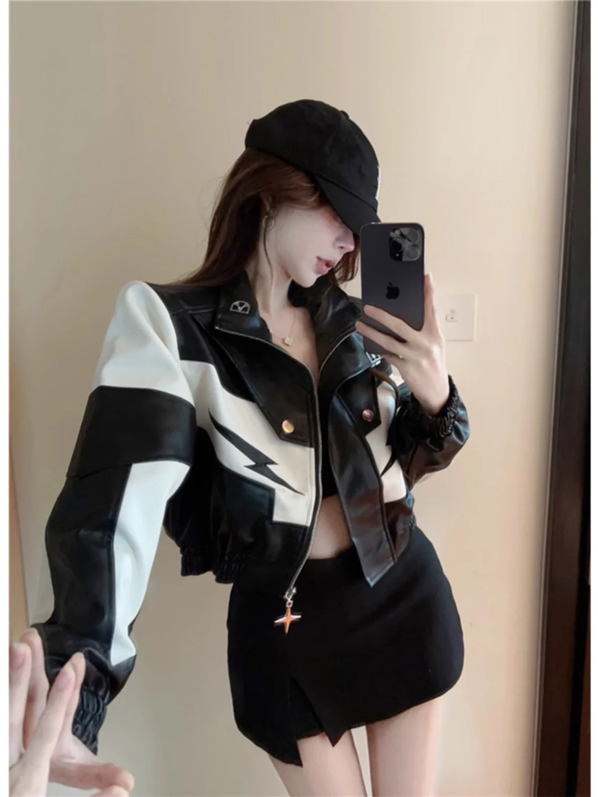 Giacca da Motociclista da Donna in Pelle PU di Alta Qualità, Stile Casual, con Chiusura a Cerniera, per la Primavera