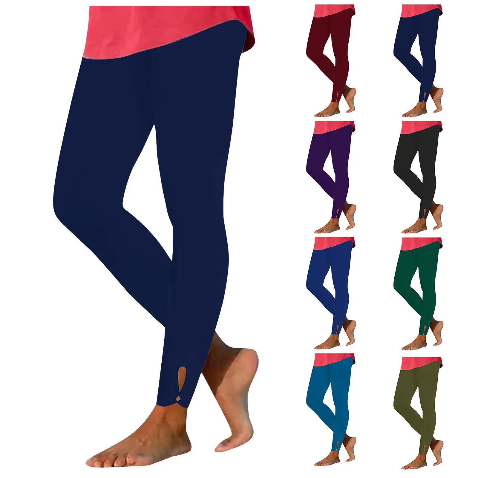 

Women Casual Solid Color Leggings Comfortable High Waist Elastic Casual Pants Spring Summer Holiday Beach Leggings For Women