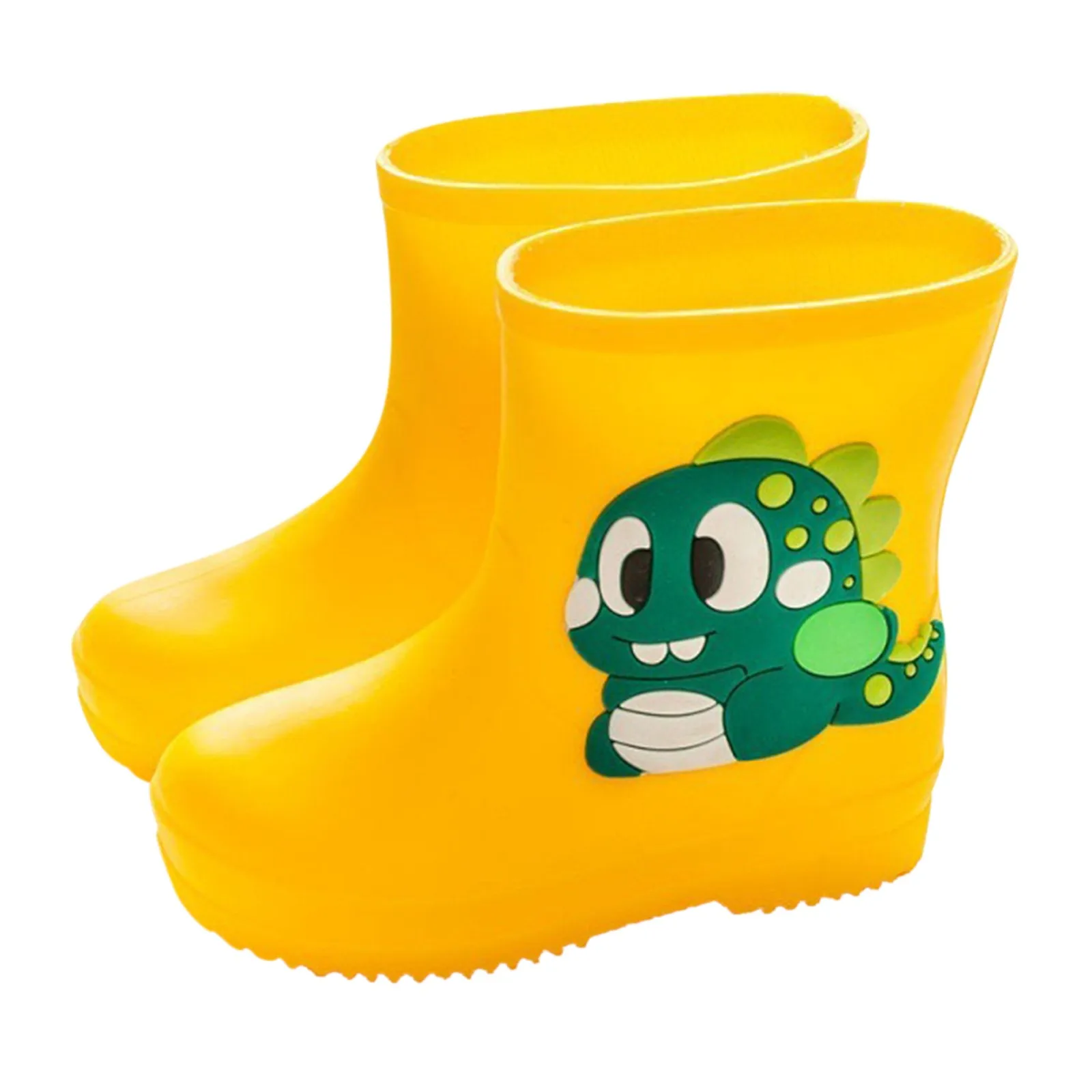 Children\'s Rain Boots Cartoon Cute Dinosaur Baby Boots Waterproof and Non-slip Outer Wear Boys and Girls Short-tube Overshoes