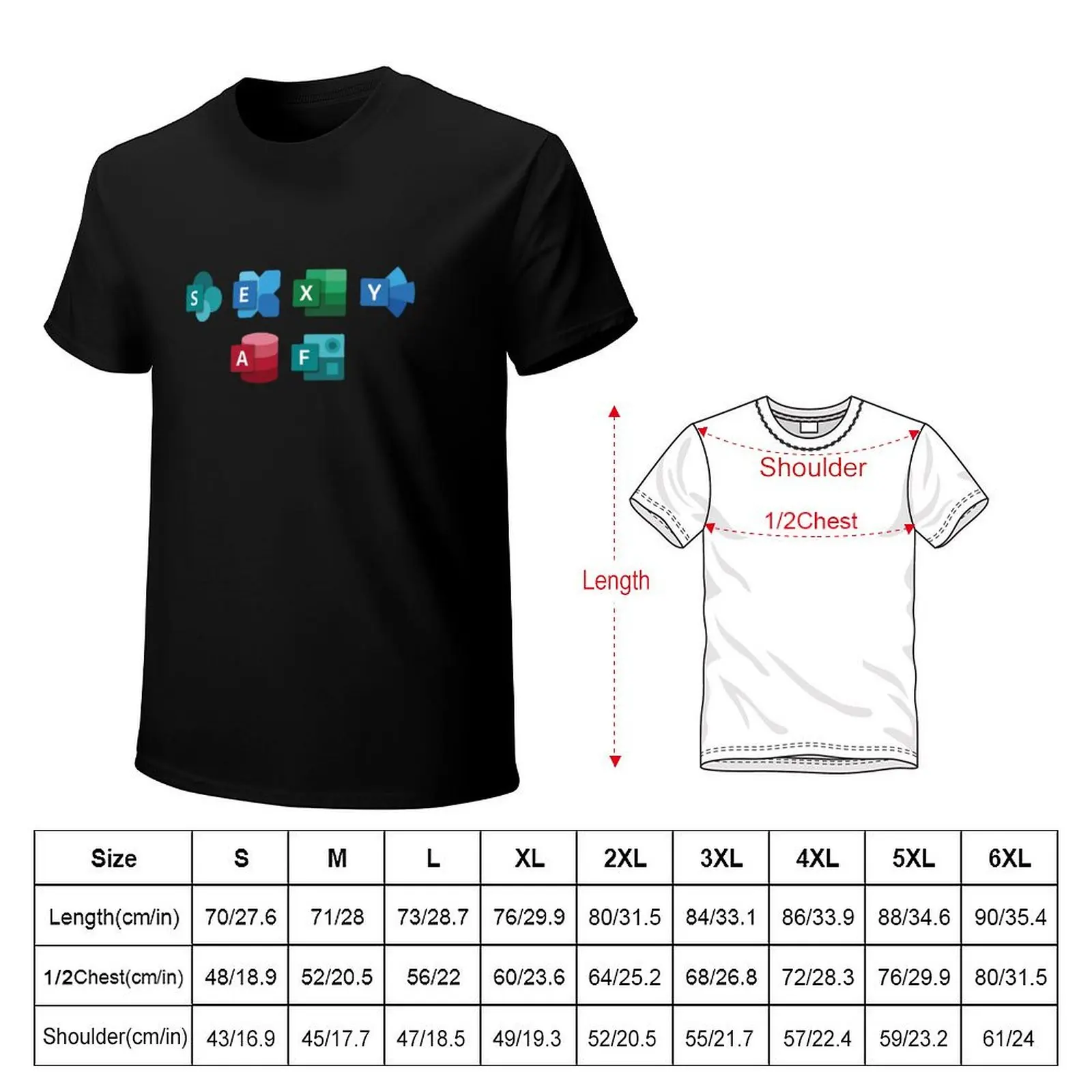 SEXY AF - SharePoint, Exchange, Excel, Yammer, Access, Forms T-Shirt Sports Casual Short Sleeve Cotton Tee