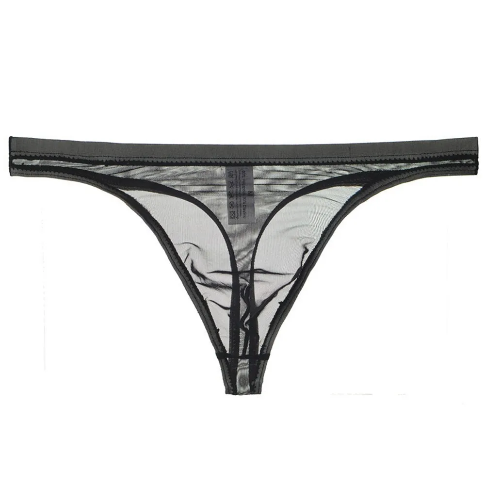 Sexy mannen Ultradunne Ademende Strings Thongs Ondergoed See Through Mesh Ardennen Pouch Slips Lage Taille Man Slipje