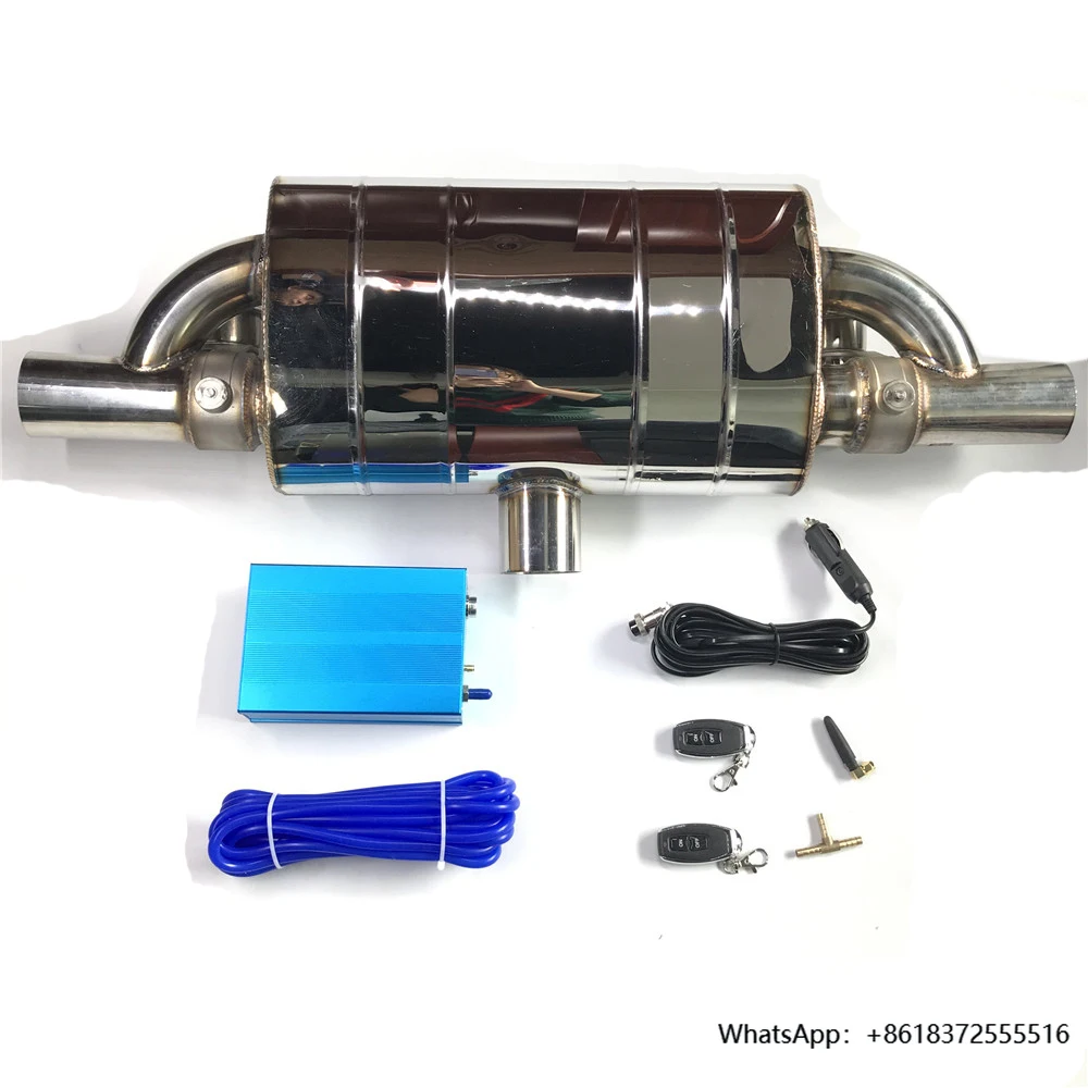 

Car Exhaust Pipe Vacuum Pump Variable Valve Mufflers Remote Control Stainless Steel Universal T Shape One in Two Out 63MM
