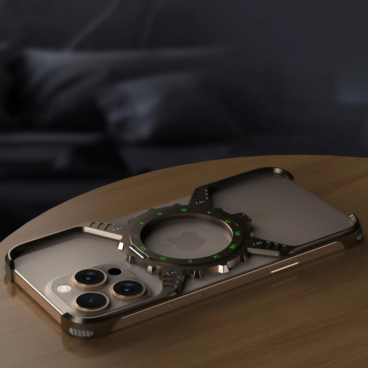 X-shaped Magnetic MagSafe Luminous Stand Phone Case For iPhone 14 13 15 16 Pro Max Plus Aluminum Hollow Rimless Bumper Cover