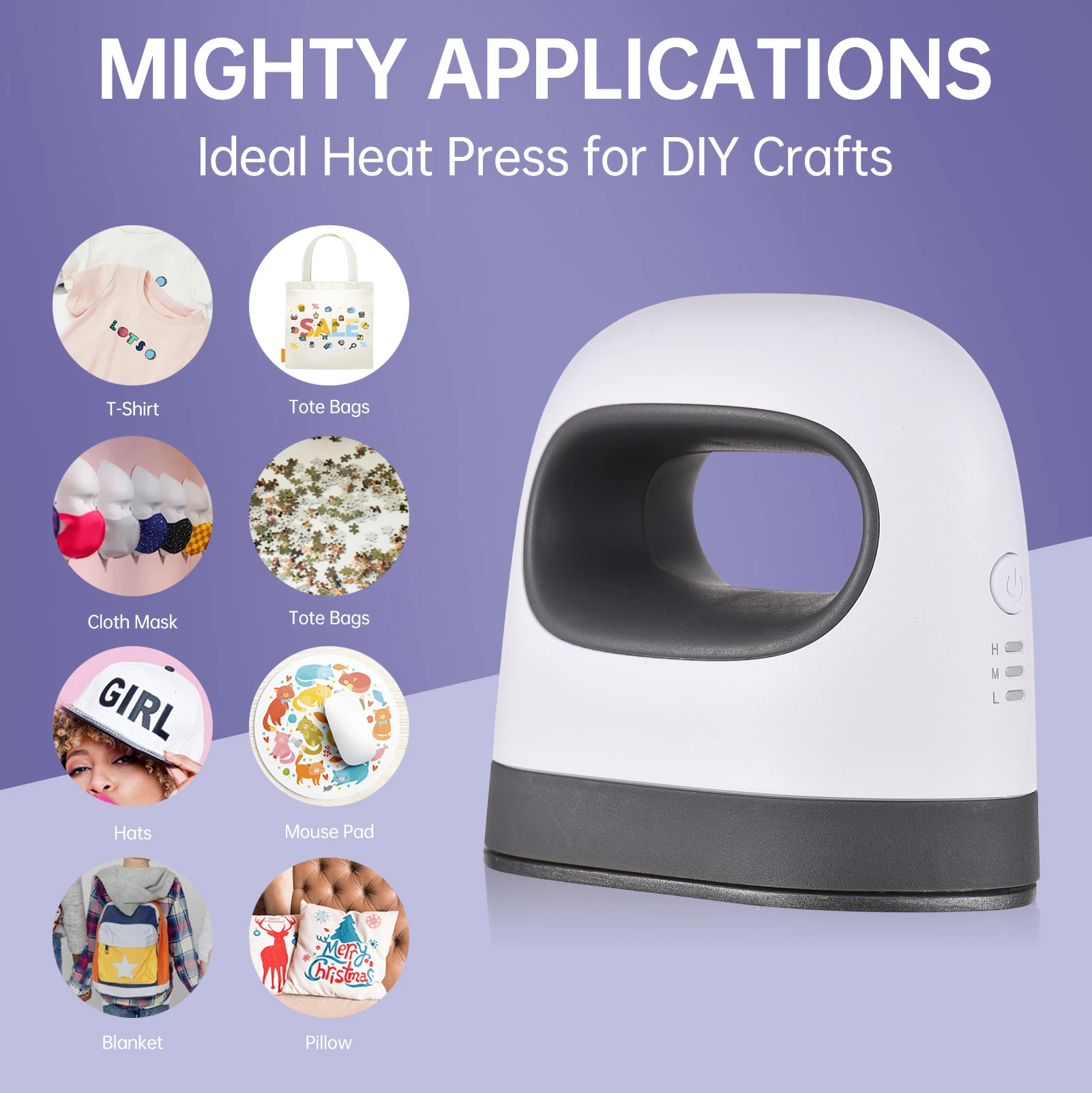 【HOT】Mini Heat Press Machine T-Shirt Printing Easy Heating Transfer Press Iron Machines for Clothes Bags Hats Pads Blanket