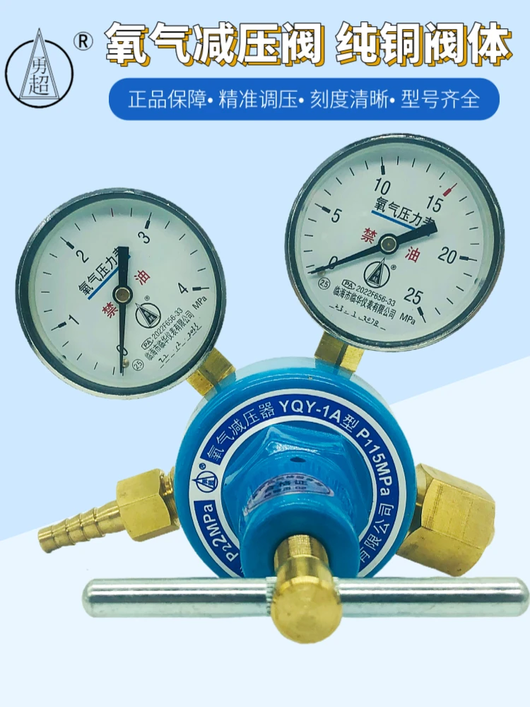 YQY-1A Oxygen Pressure Regulator Pressure Gauge Regulator Gas Pure Copper Tools