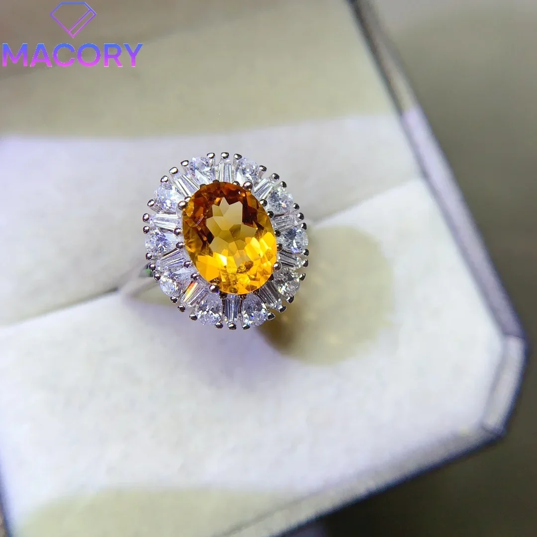 Engagement natural topaz ring female luxury 925 pure silver jewelry with certificate luxury brand replica free of charge.