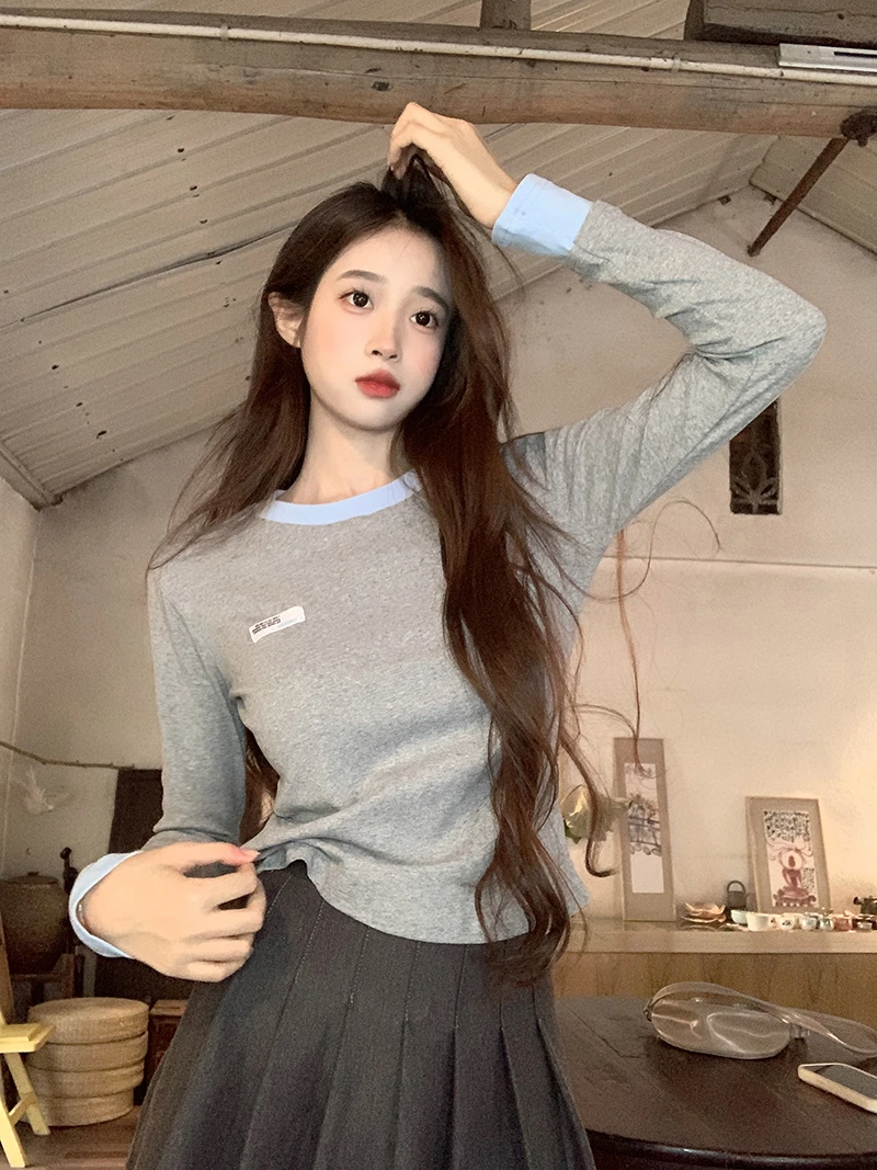 

Thread 210 g long sleeve T-shirt women's fashion spring and autumn thin slim-fit bottom shirt color crew-neck blouse