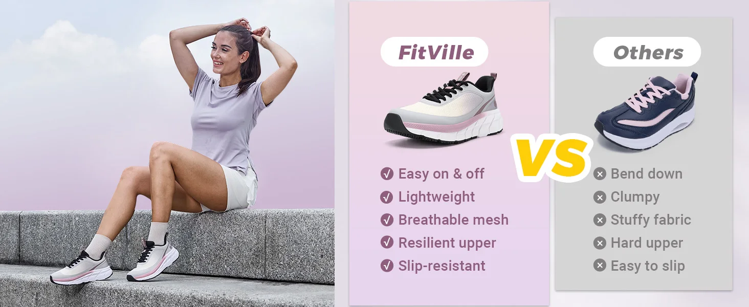 FitVille Damen-Laufschuhe mit Breiter Zehenbox, Atmungsaktive Dämpfung, Komfortable Jogging-Sneaker mit Gewölbeunterstützung – Detail 6
