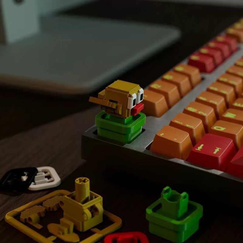 Pixel Bird Tastenkappen: Kreative DIY 3D-gedruckte Tastenkappen für mechanische Tastaturen – Bewegliche Flügel-ESC-Zubehörteile für Low-Axis-Tastaturen