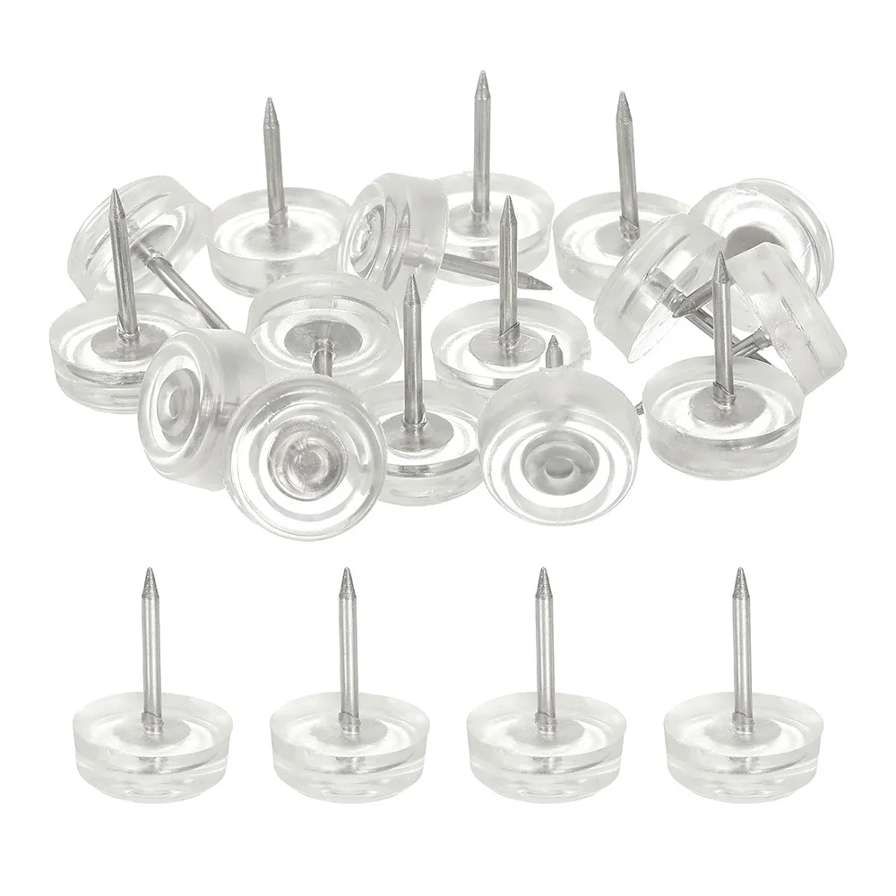 Furniture Feet Nails Stick-on Glide Skid Pad Screw-in 16/18/19/20/22/25mm Flat Round Chair Table Leg Protector PVC Glide Nails
