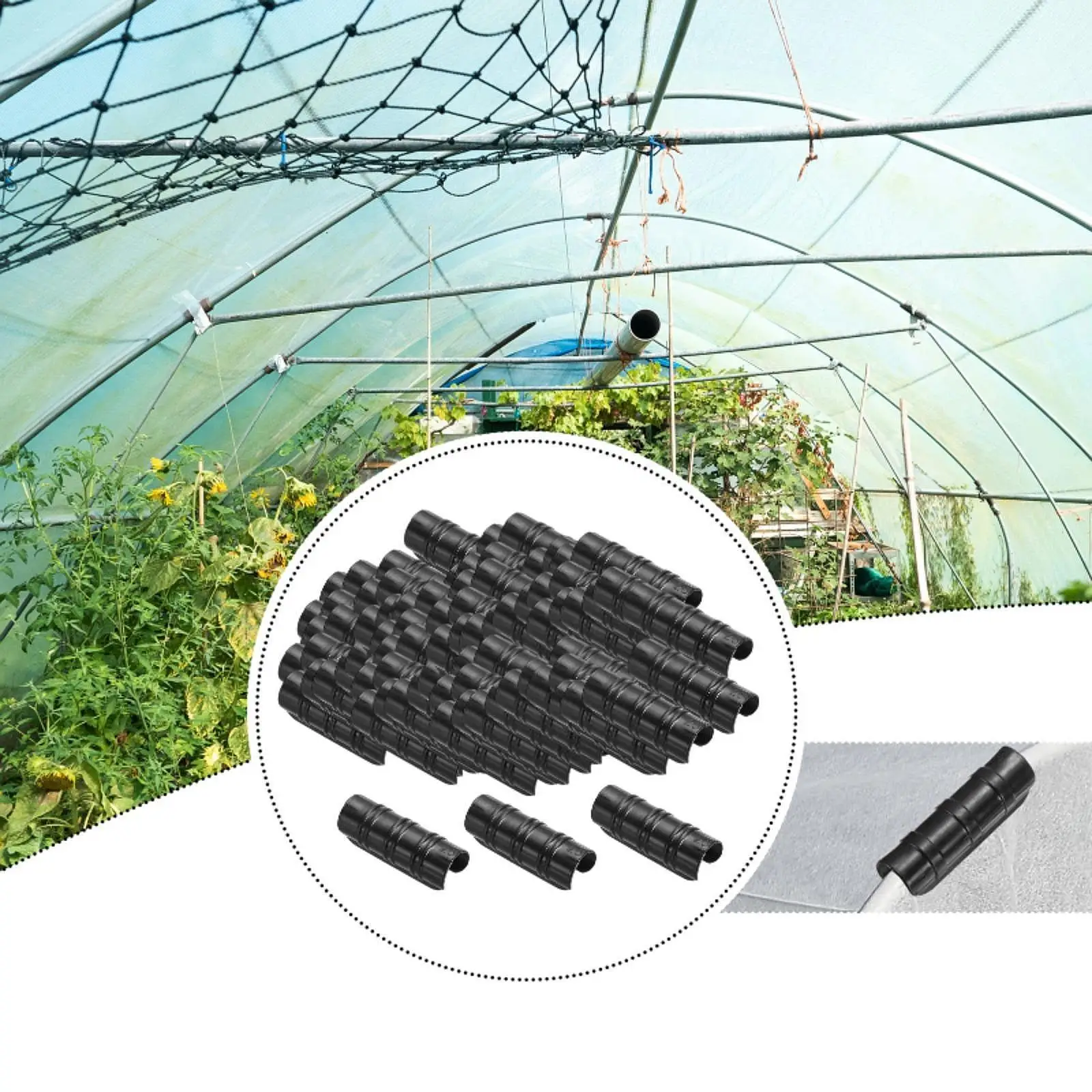 Garden Clamp Plastic Greenhouse Buildings Tube Clips for Mini Sealed Greenhouse and Resistant Greenhouse Cover with Zipper