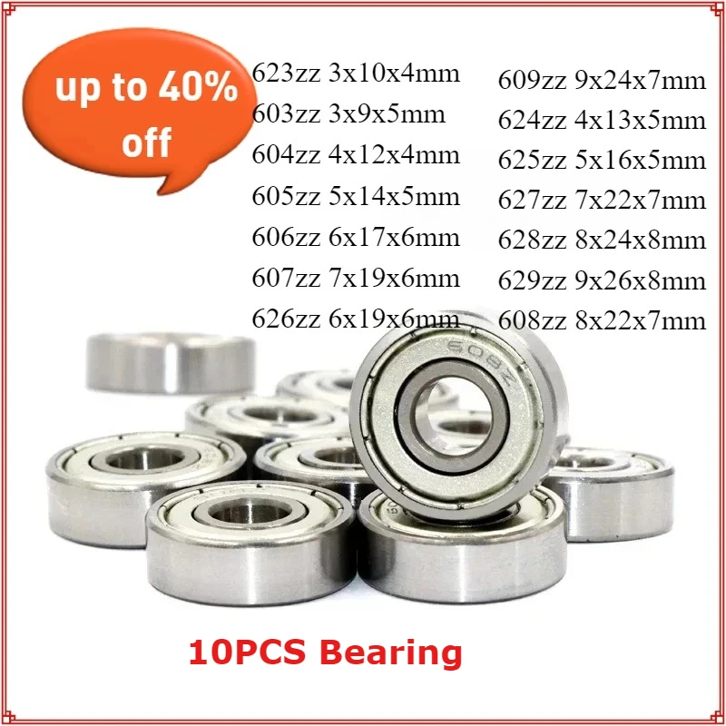 

10pcs Bearing 603 604 605 606 607 608 609 623 624 625 626 627 628zz 2RS 608zz 8x22x7mm Bearing Steel