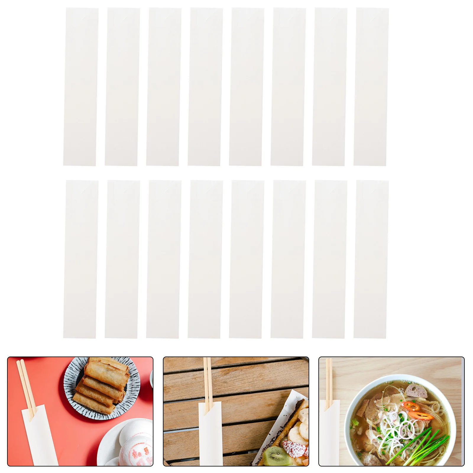 

100pcs Chopsticks Sleeve Paper Disposable Wrapping Bags Portable Cutlery Kitchen Bar Supplies Safe Material Food Contact