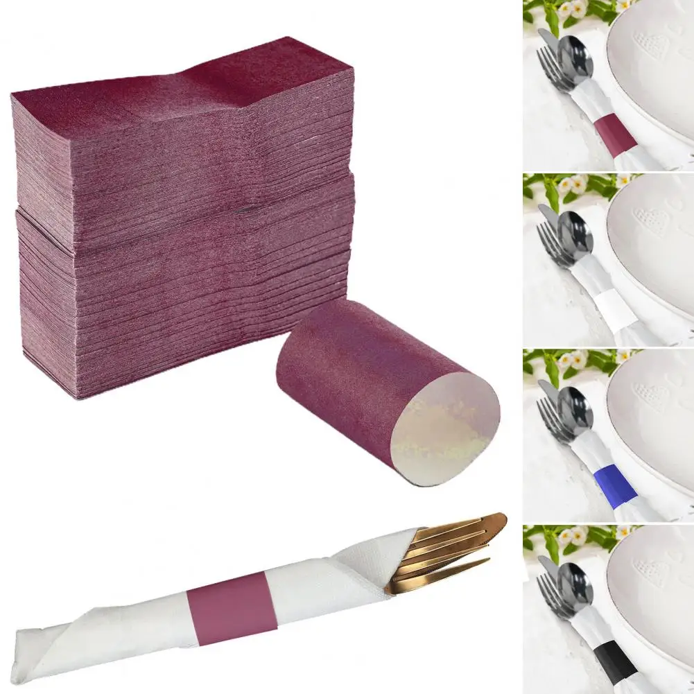 Table Setting Decorations Napkin Rings Napkin Ring Set 100pcs Self-adhesive Napkin Rings Strong Sticky Bands Elegant for Home