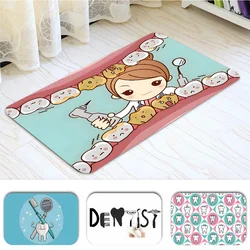 The Dentist Tooth Floor Mat Graphic Printed Flannel Doormats for Bathroom Kitchen Entrance Carpet Home Decor