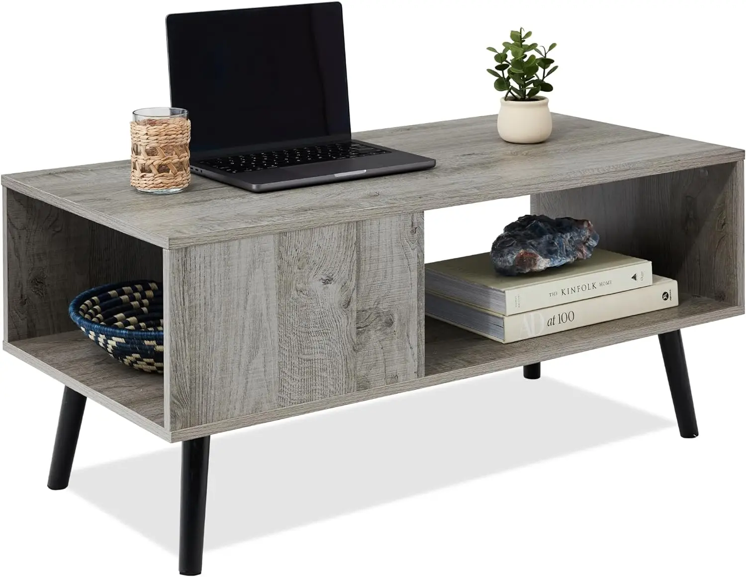 

Coffee Table, Accent Furniture for Living Room, Indoor, Home Décor w/Open Storage Shelf, Wood Grain Finish - Gray