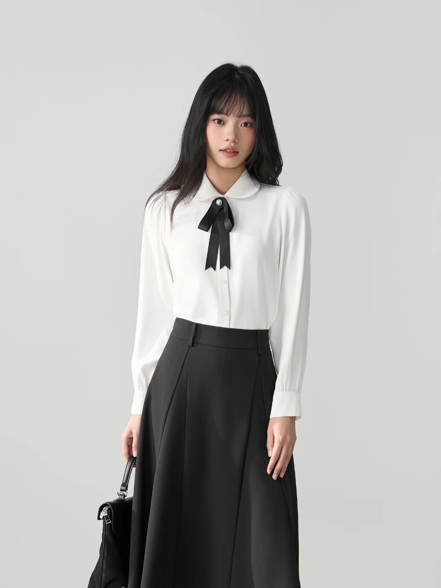 

Miss Bird White Silk Knot Shirt Women's Formal Interview Top Professional Commute Long Sleeve Shirt Simple Straight...