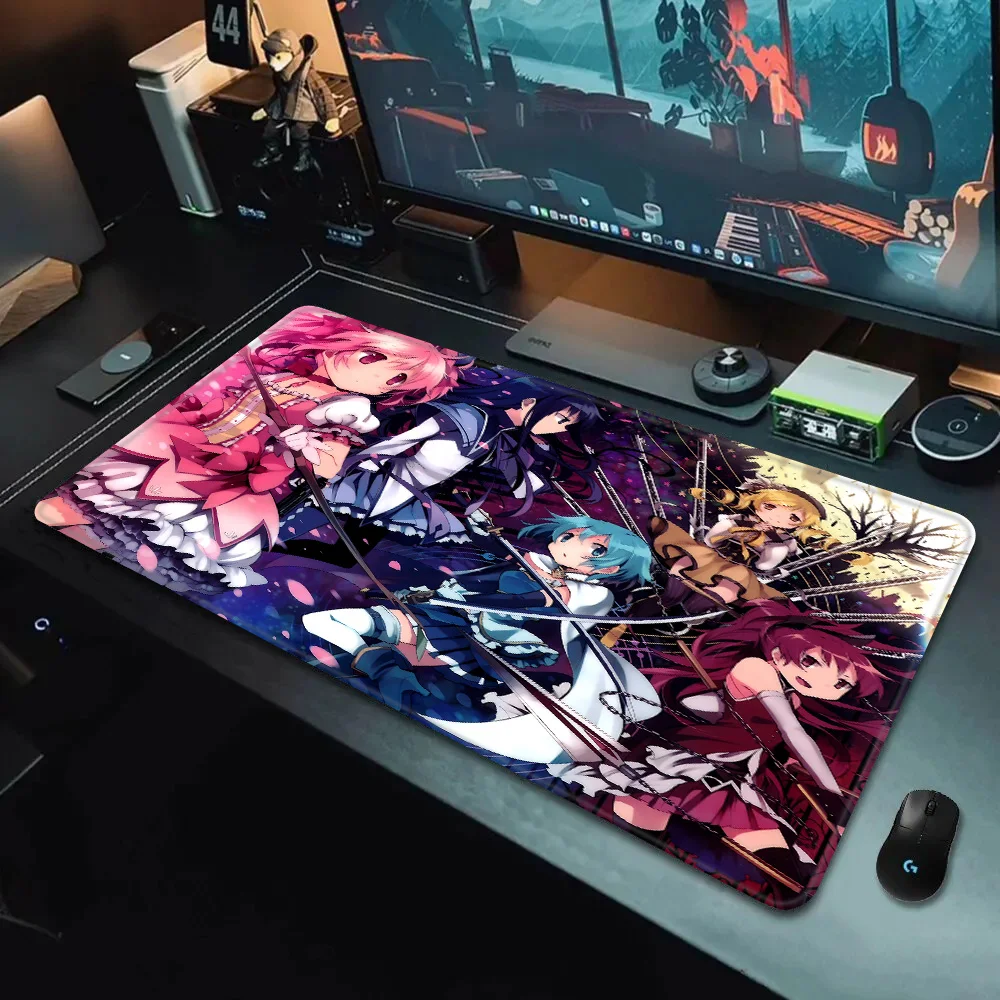 P-puella Magi Madoka Magica alfombrilla de ratón, impresión HD, Gamers de ordenador, borde de bloqueo, alfombrilla de ratón antideslizante, teclado de PC, almohadilla de escritorio, XXL90x40cm