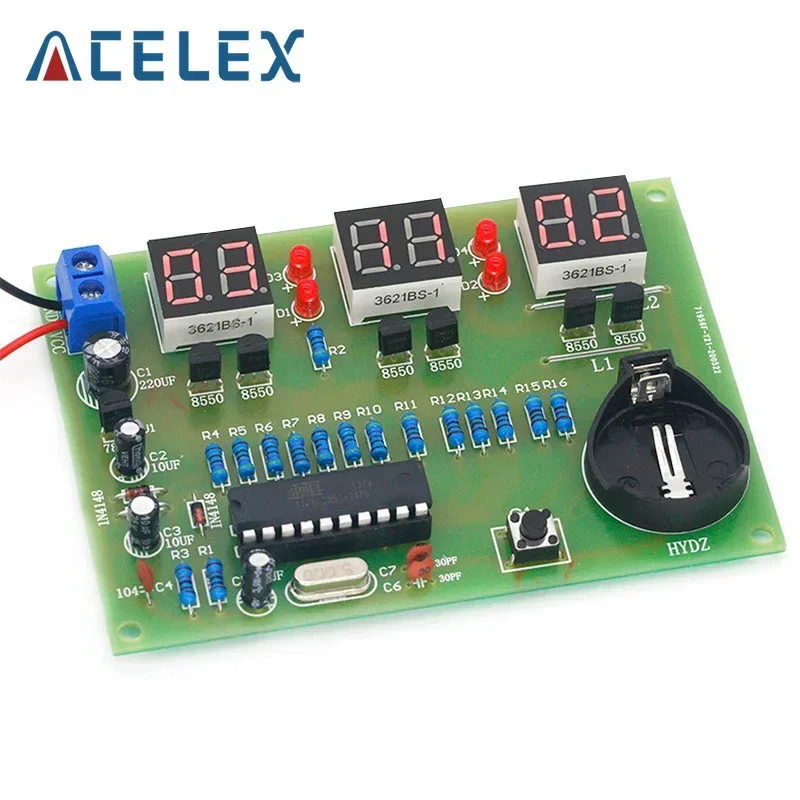 Наборы для самостоятельного изготовления AT89C2051 Электронные часы Цифровая трубка Светодиодный дисплей Комплект деталей и компонентов электронного модуля DC 9 В - 12 В