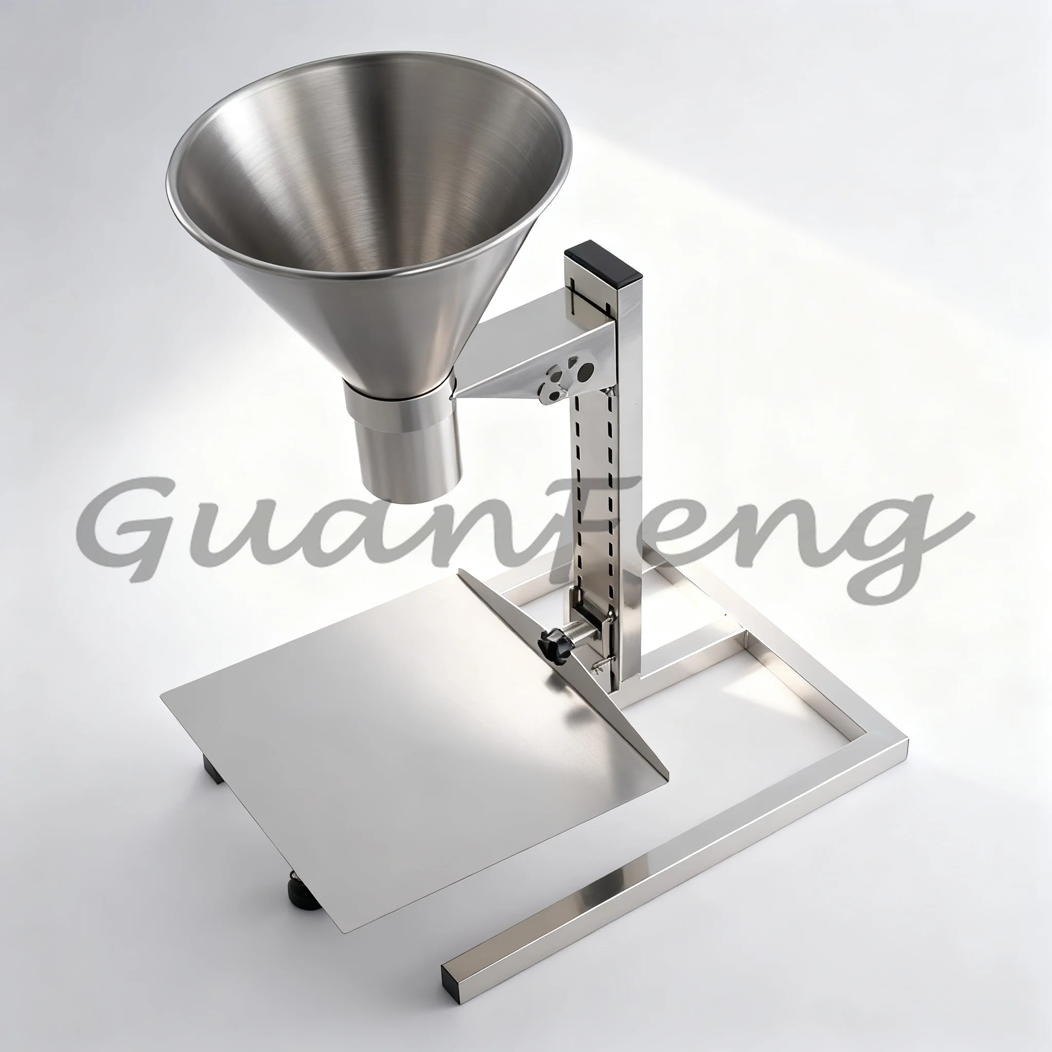 Manual Packaging Feeding Hopper with Bracket, Stainless Steel Vacuum Bag Funnel for Industrial Bulk Filling Work