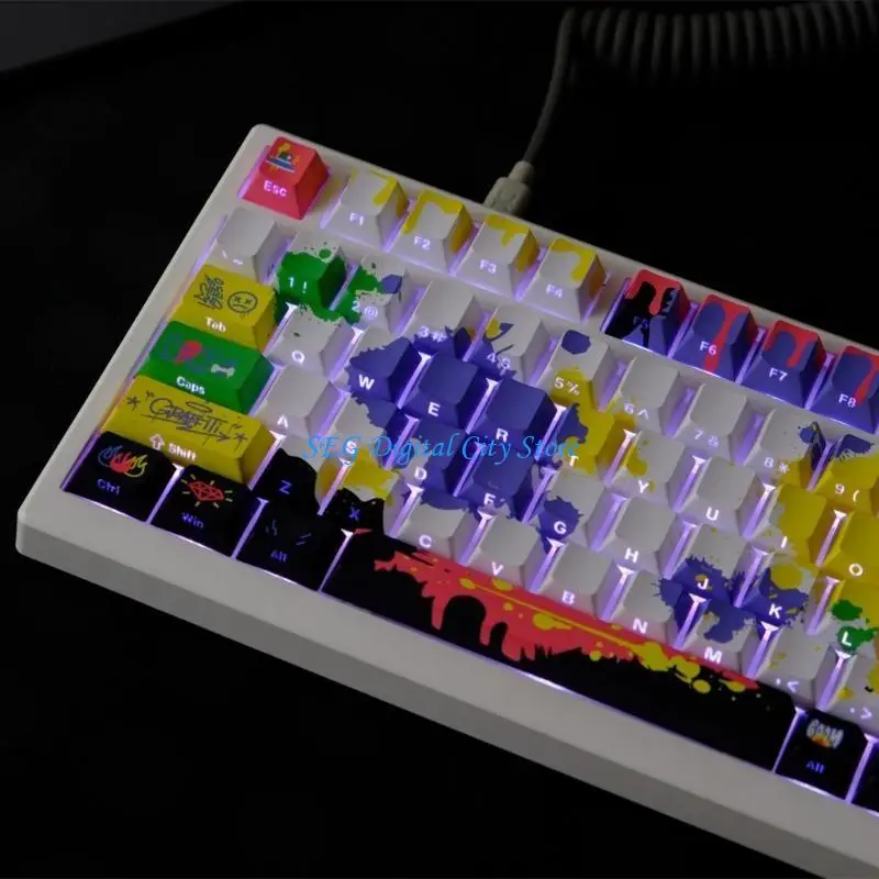 

U75B Original Height 130Key Translucent Keycaps With Graffiti Side Engraving Backlits