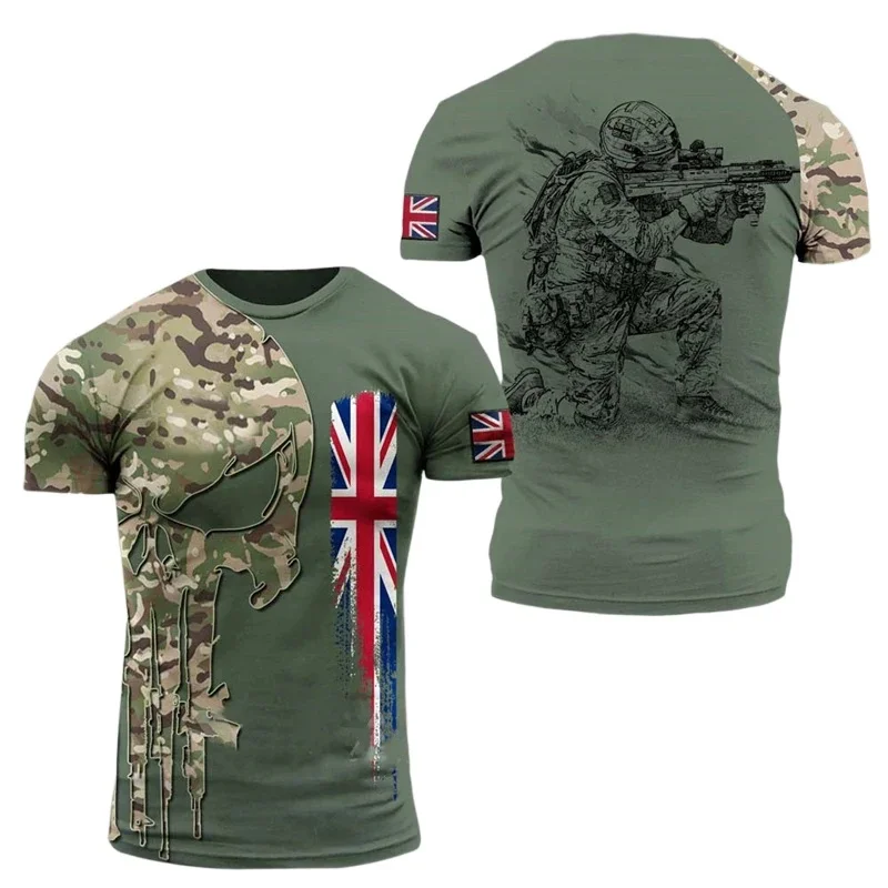 1 Piece Custom Your Picture  Summer T Shirt Men British Soldiers 3D Printed Field Camouflage T-Shirt High Quality Special Forces