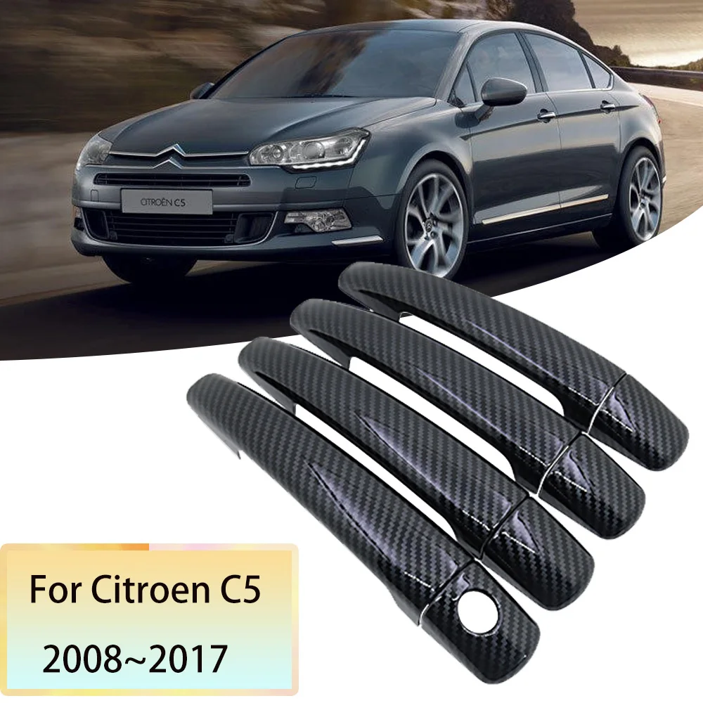 

for Citroen C5 2010 Accessories MK2 RD TD 2008~2017 2011 2012 Carbon Fiber Car Door Handle Cover Trim Auto Styling Cap Stickers