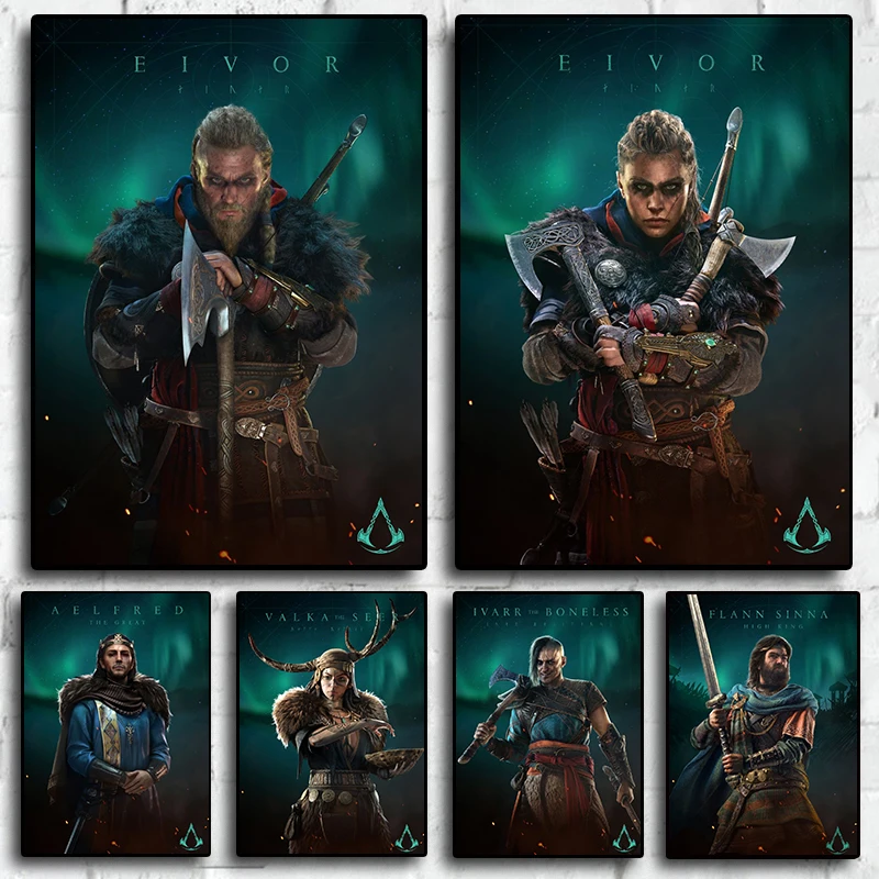 Póster de personajes de Creed Valhalla, pintura en lienzo para sala de juegos, arte para decoración de pared del hogar, imagen