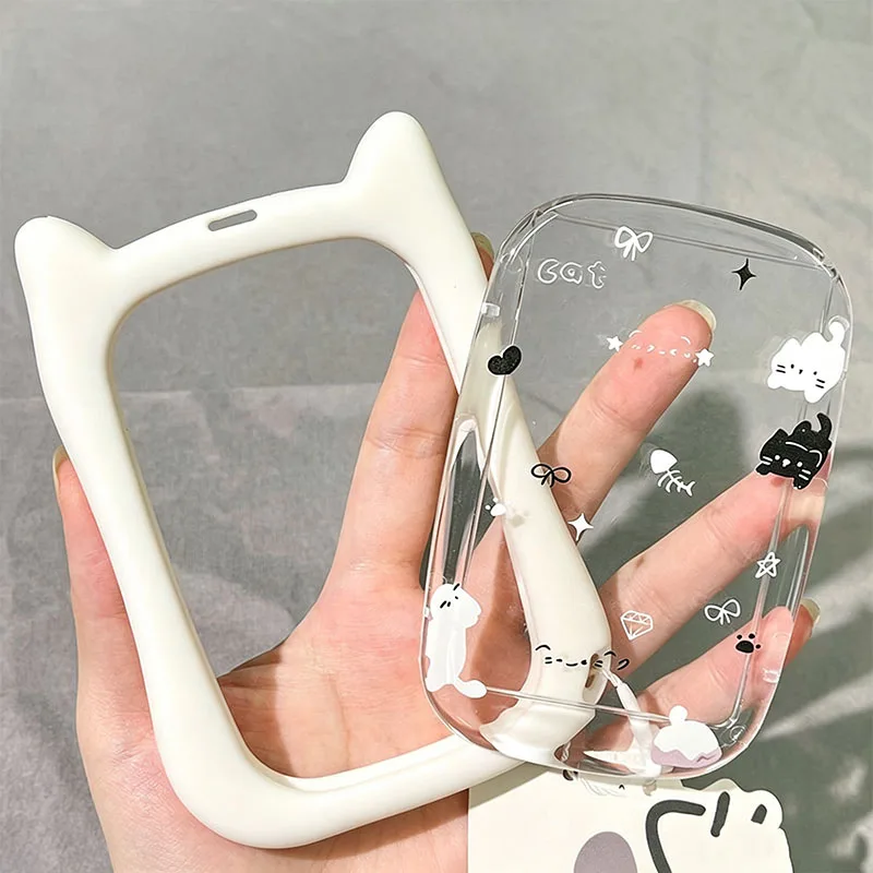 Transparent Cat Ear Card Holder Student Campus ID Bus Subway Card Sleeve Hanging Strap Kpop Fan Bag Pendant Daily Decor Gift
