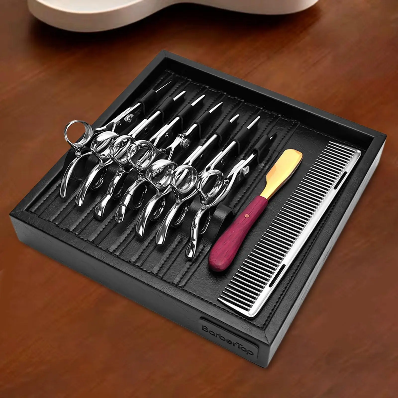 Barber Schere Halter Schere Lagerung Box Styling Werkzeug Organizer Platzsparende Ablage 7 Slot Station Haar Trimmer Halter