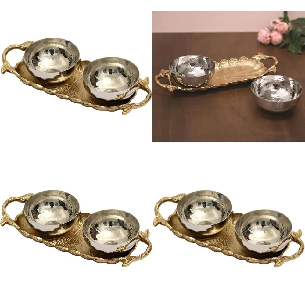 

Набор металлических подносов золотистого цвета 12 дюймов с 3 чашами