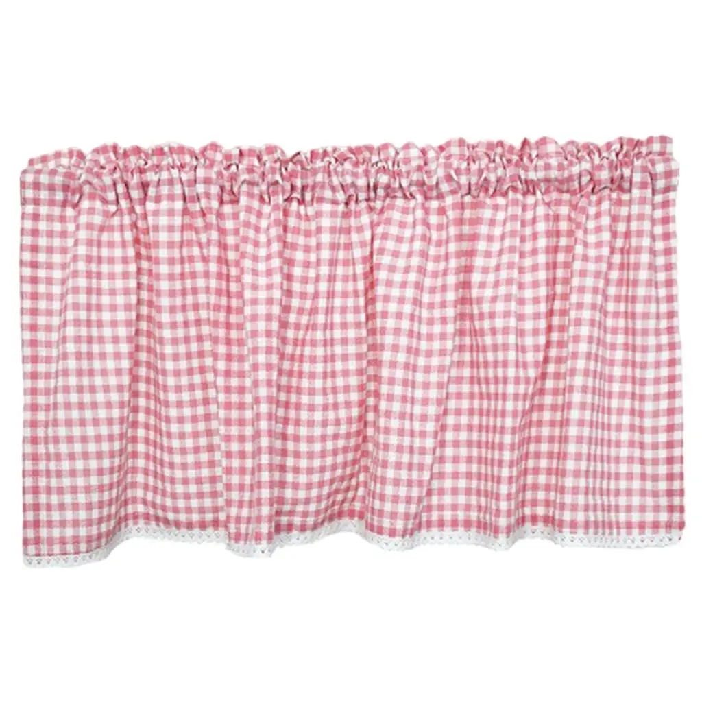 Half Curtain for bathroom and kitchen Lace Window Tier , Plaid Rod Pub Rustic Half Curtain Window Valance Curtain