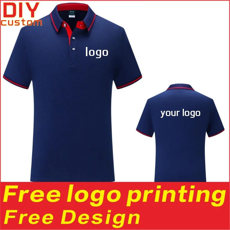 

Casual unisex cotton breathable polo shirt T-shirt printed logo embroidered summer collar workwear short sleeved customization
