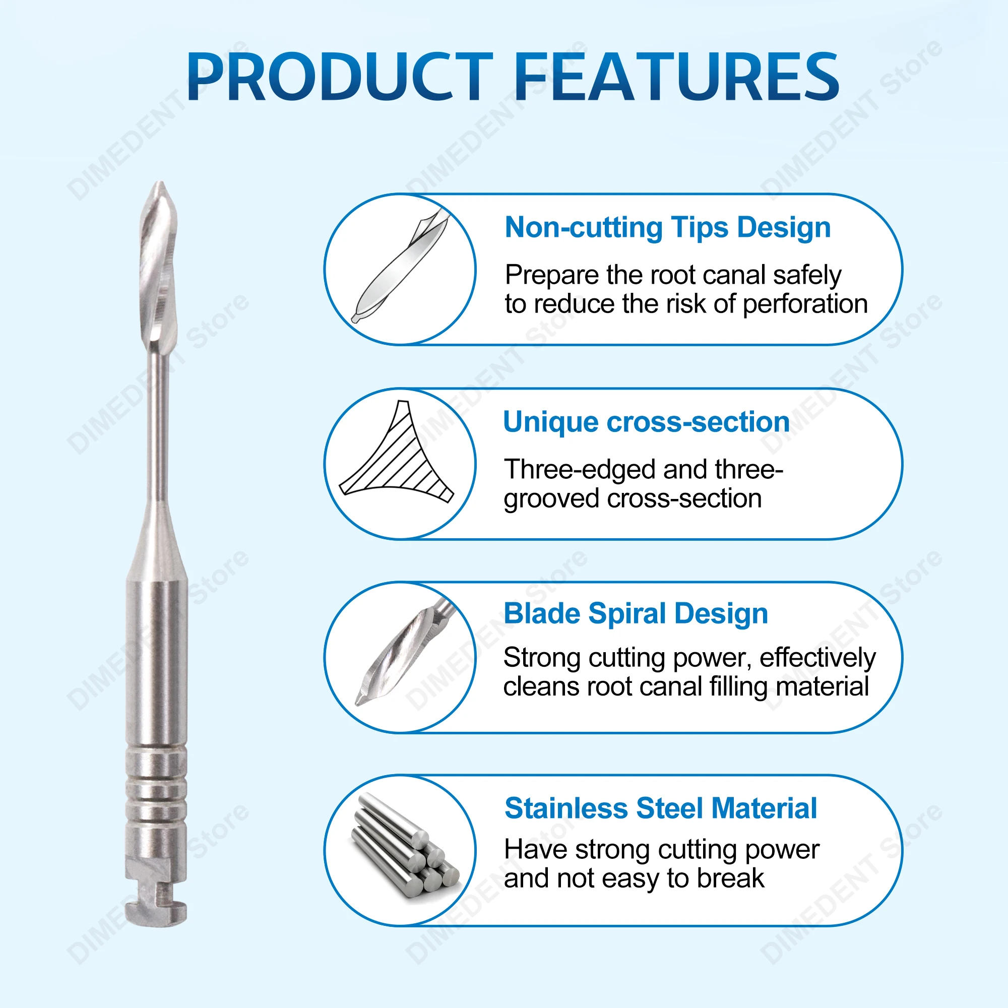 DIMEDENT #1-6 Peeso Reamers 32mm 28mm Stainless Steel Endodontic Rotary Files 3 Boxes Dental Peeso Drills Dentistry Instrument