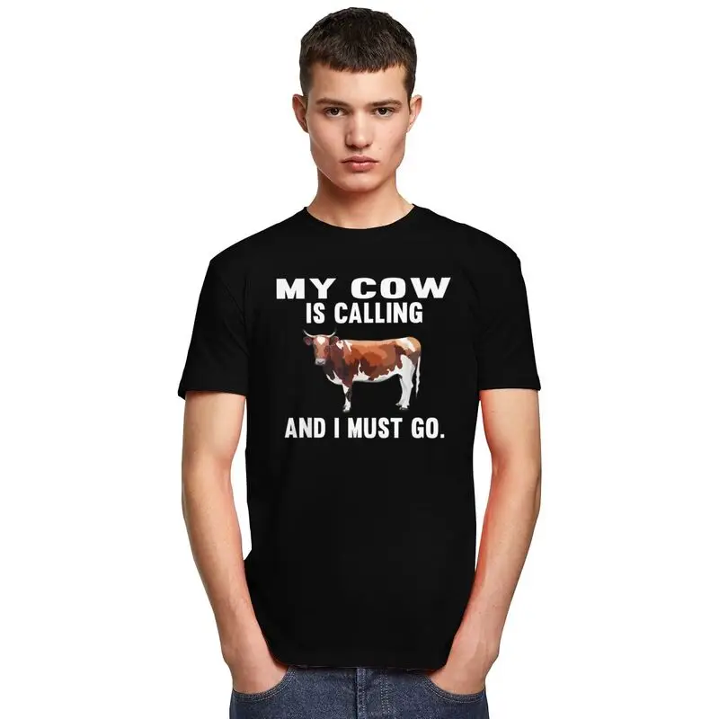À la mode ma vache blanche brune appelle et je dois aller T-shirt hommes pur coton T-shirt ferme amoureux des animaux t-shirts de mode
