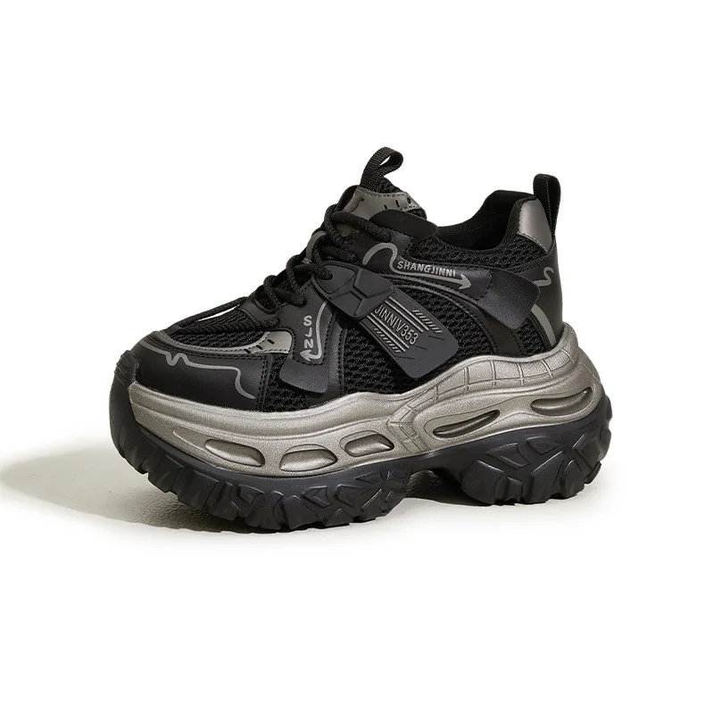 

Женские спортивные туфли для папы со скрытой высотой, увеличивающие толстую подошву, повседневная весенне-летняя новая универсальная парусиновая обувь в корейском стиле