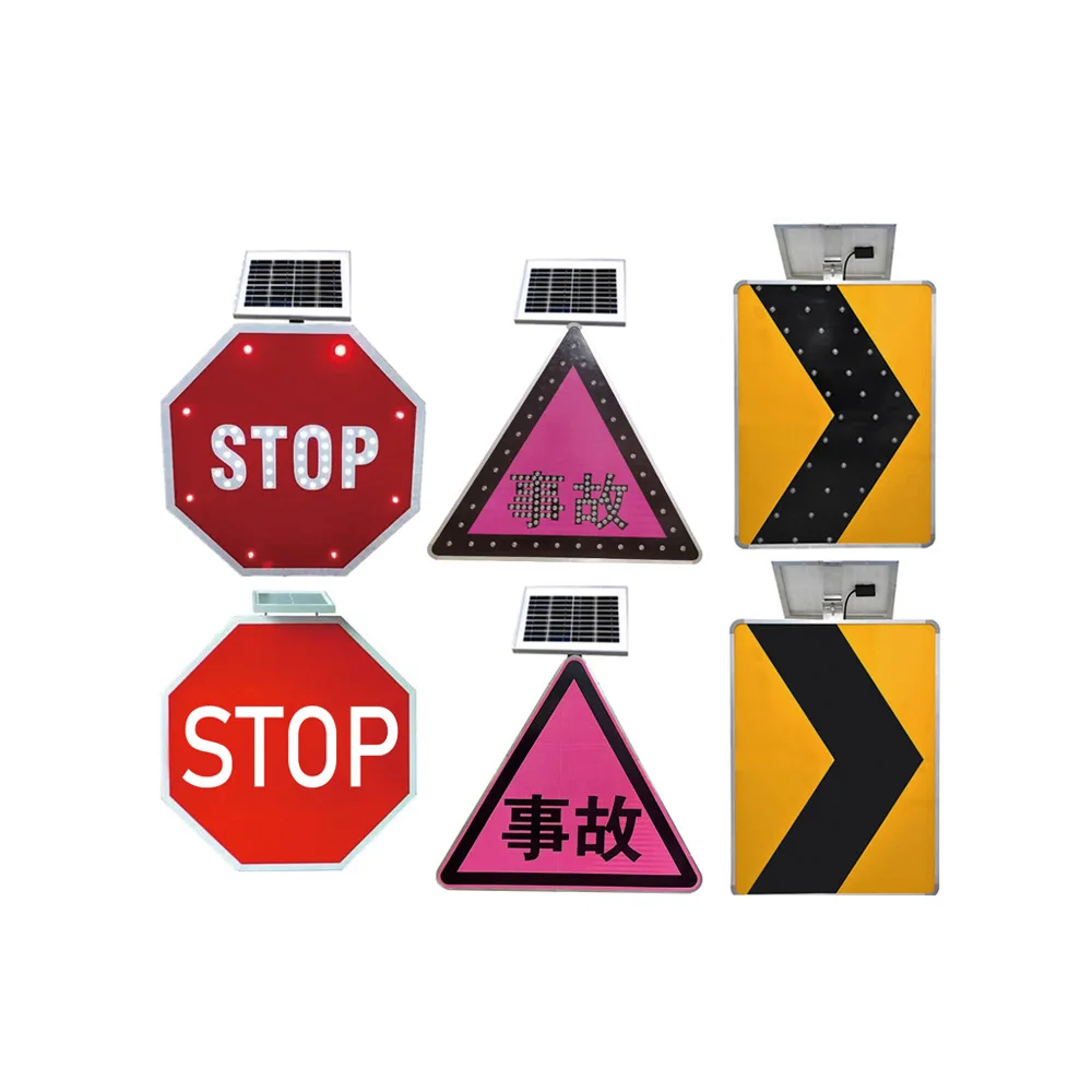 Solar LED Flash Triangular Traffic Sign with Aluminum & High-Intensity Reflective Film for Highway Speed Limit Safety Warning
