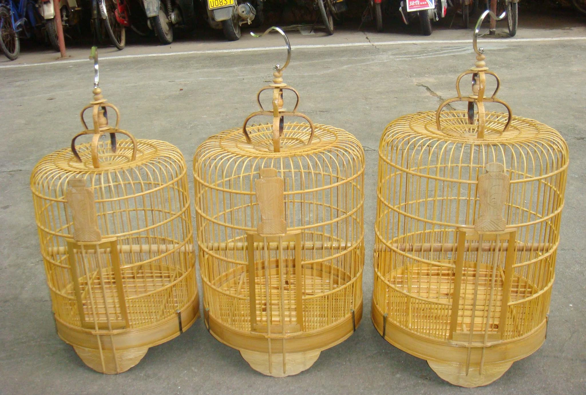 Bamboo 3-in-1 Set Birdcage Large Villa Breeding Cage Pet Products Round Five-in-One Set 100% Bamboo Bird Cage