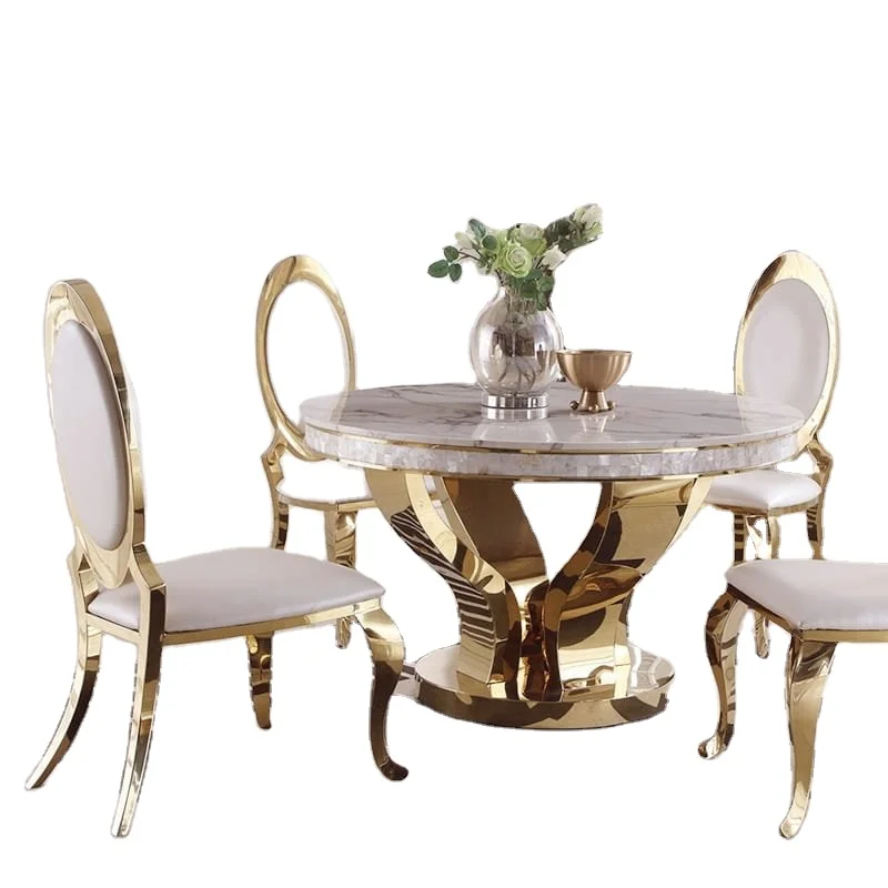 

Stainless steel gold luxury high-end metal dining chair