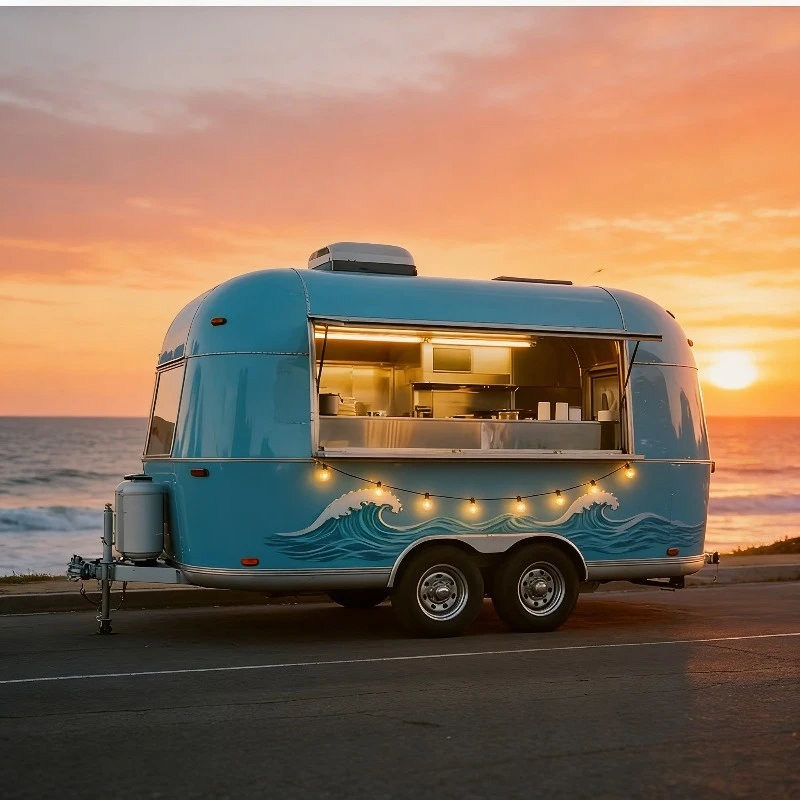 New Durable Four Wheels Food Trailer Fully Equipped Mobile Catering Cart Fast Food Van For Outdoor Events And Street Business