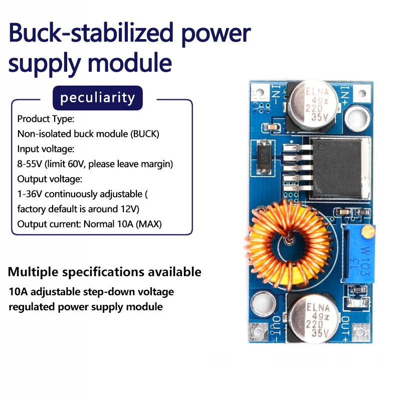XL4005 DSN5000 Beyond LM2596 DC-DC módulo de fuente de alimentación reductor ajustable 5A, corriente grande de gran potencia
