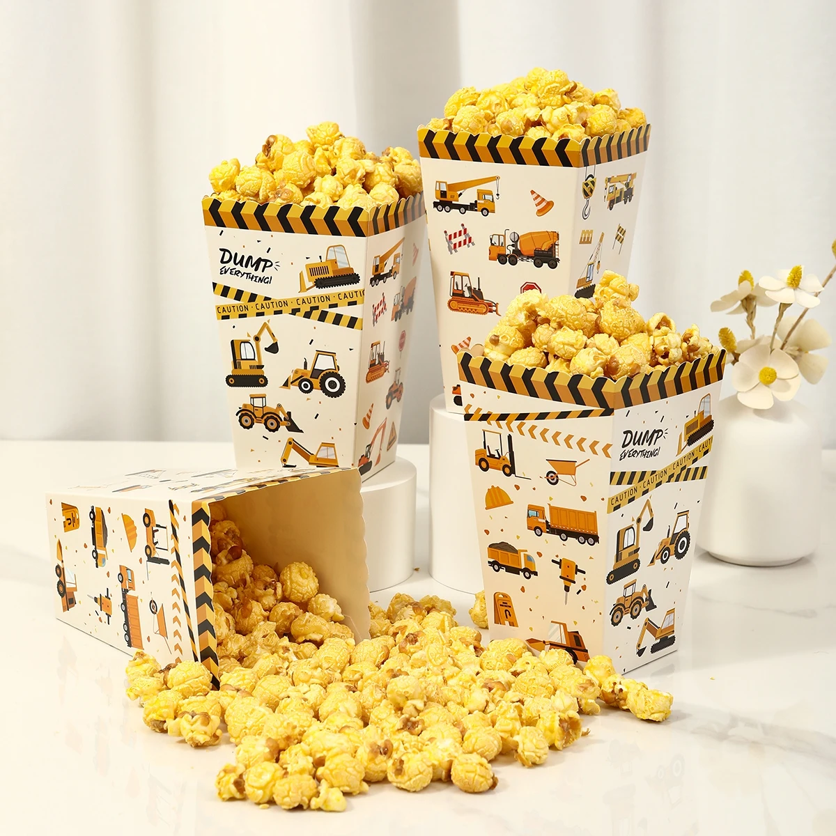 صندوق الفشار للمركبات الهندسية، صندوق حلوى البناء، صندوق هدايا للأطفال الأولاد، مستلزمات استحمام الطفل، ديكور عيد الميلاد