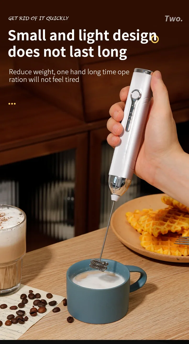 Drahtlose Typ-C Wiederaufladbare 3-geschwindigkeit Mini Handheld Milchaufschäumer Kaffeeaufschäumer Tragbare Küche Kochen Werkzeuge Schneebesen schaum Mixer – Detail 9