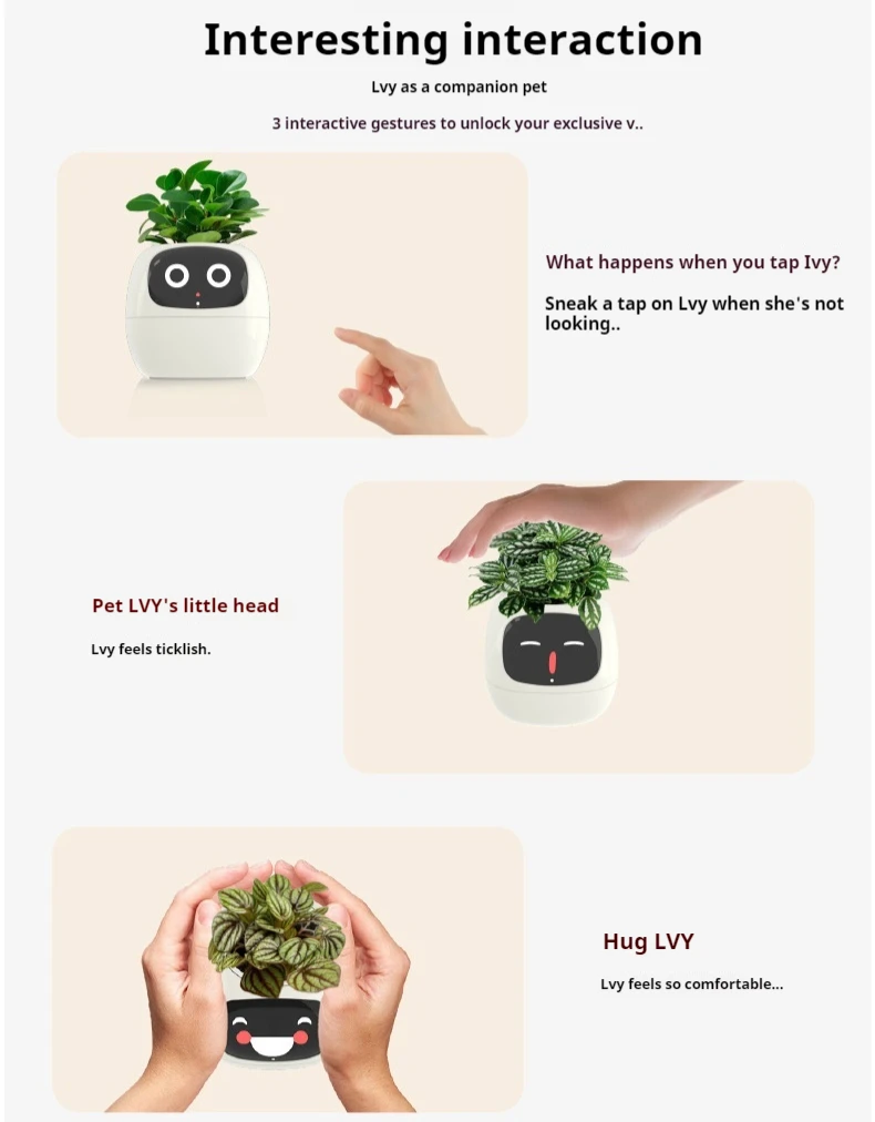 وعاء زهور روبوت للعناية بالنباتات للحيوانات الأليفة مع دليل النمو لعرض درجة الحرارة لعبة التعبير العاطفي للأطفال والبستانيين #6