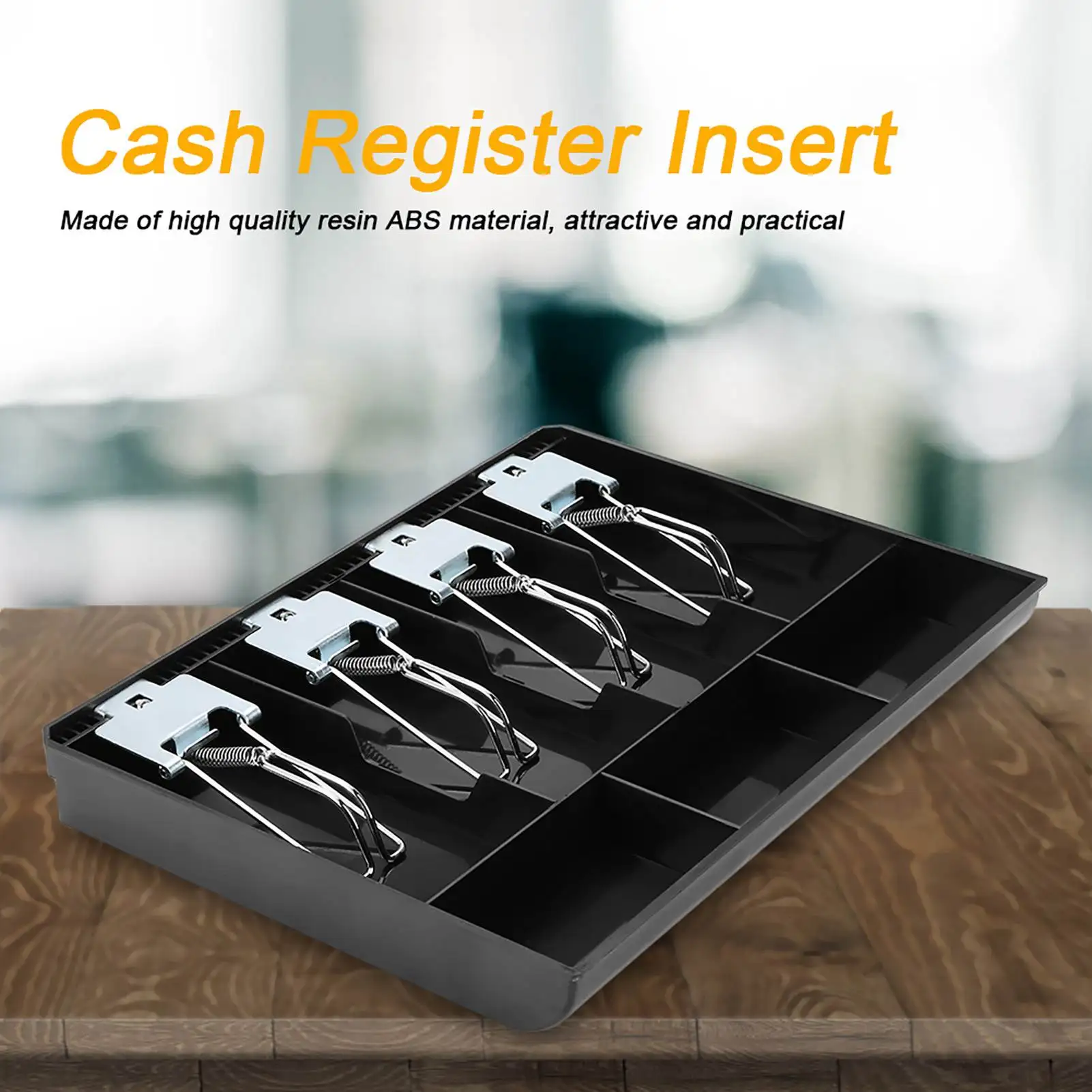 Cash Register Drawer Insert Cash Drawer Register Insert Tray Replacement Cashier Four Box with Metal Clip Cash Register Insert