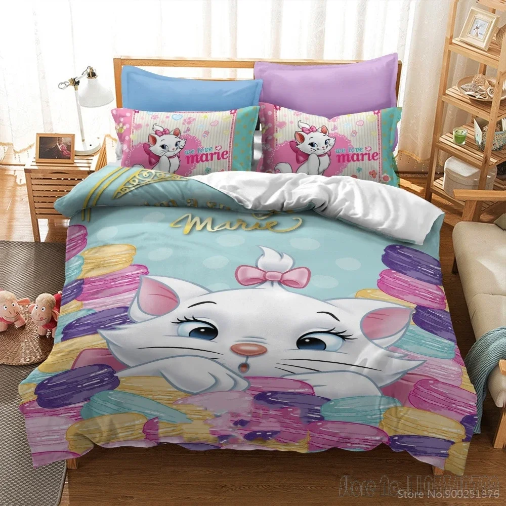 3D Print Disney Cartoon Marie Cat Duvet Cover Set HD Comforter Cover for Kids Bedding Sets Bedclothes Bedroom Decor